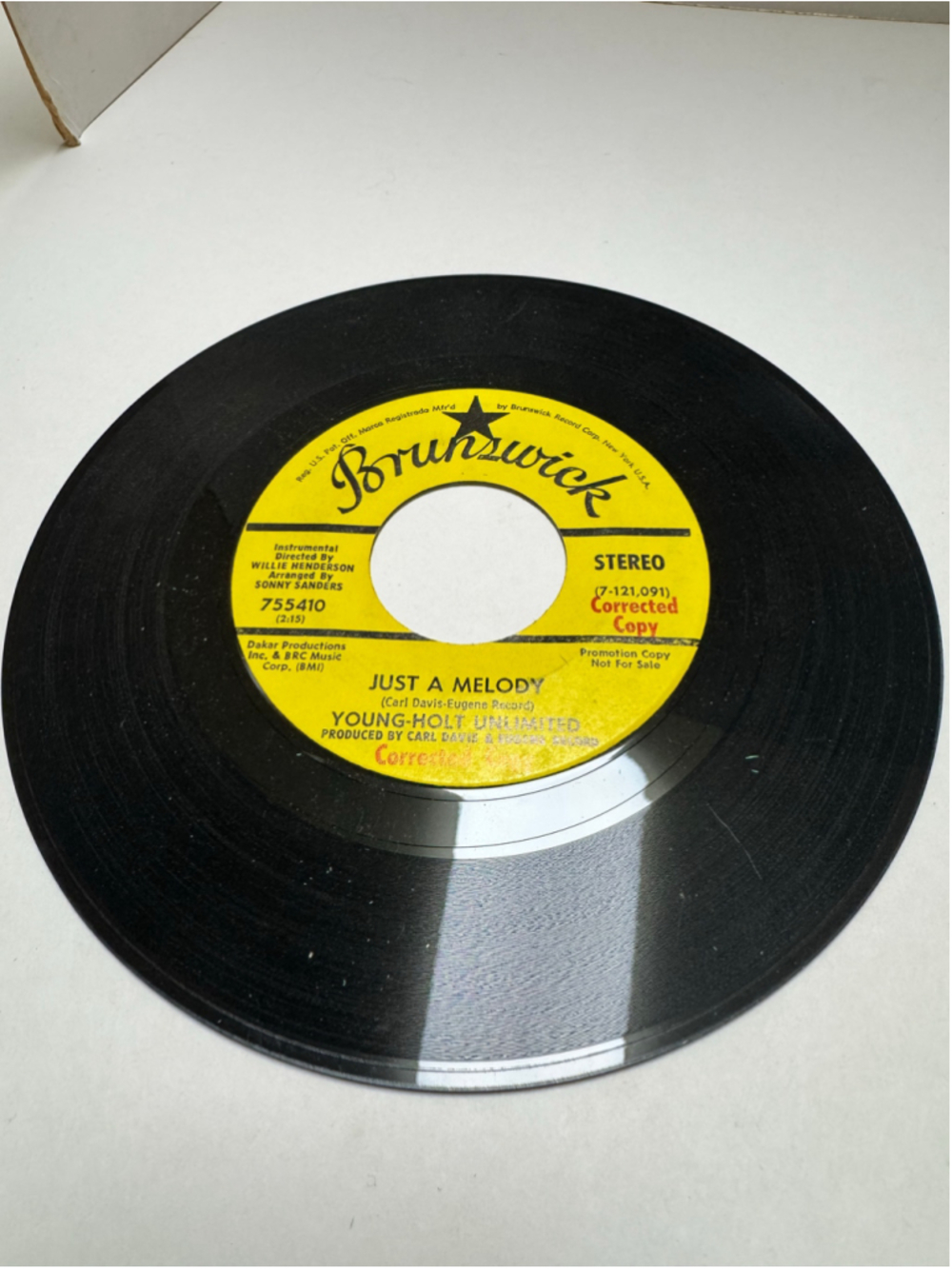 1969 Brunswick Young-Holt Unlimited Vinyl Record 7-inch 45 Rpm Promo - Corrected